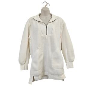 DAILY PRACTICE ANTHRO Sherpa Half-Zip Sweatshirt in Ivory Comb Size S NWT